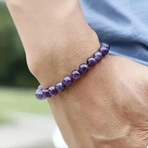 Purple Beaded Bracelet Mens Womens Unisex
